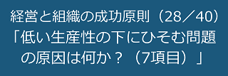 経営と組織の成功原則（28／40）低い生産性の下にひそむ問題の原因は何か？（7項目）のテキスト・イメージ