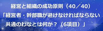 経営と組織の成功原則（40／40）経営者・幹部職が避けなければならない共通のわなとは何か？（6項目）のテキスト・イメージ
