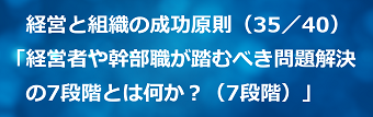 経営と組織の成功原則（35／40）経営者や幹部職が踏むべき問題解決の7段階とは何か？（7段階）のテキスト・イメージ